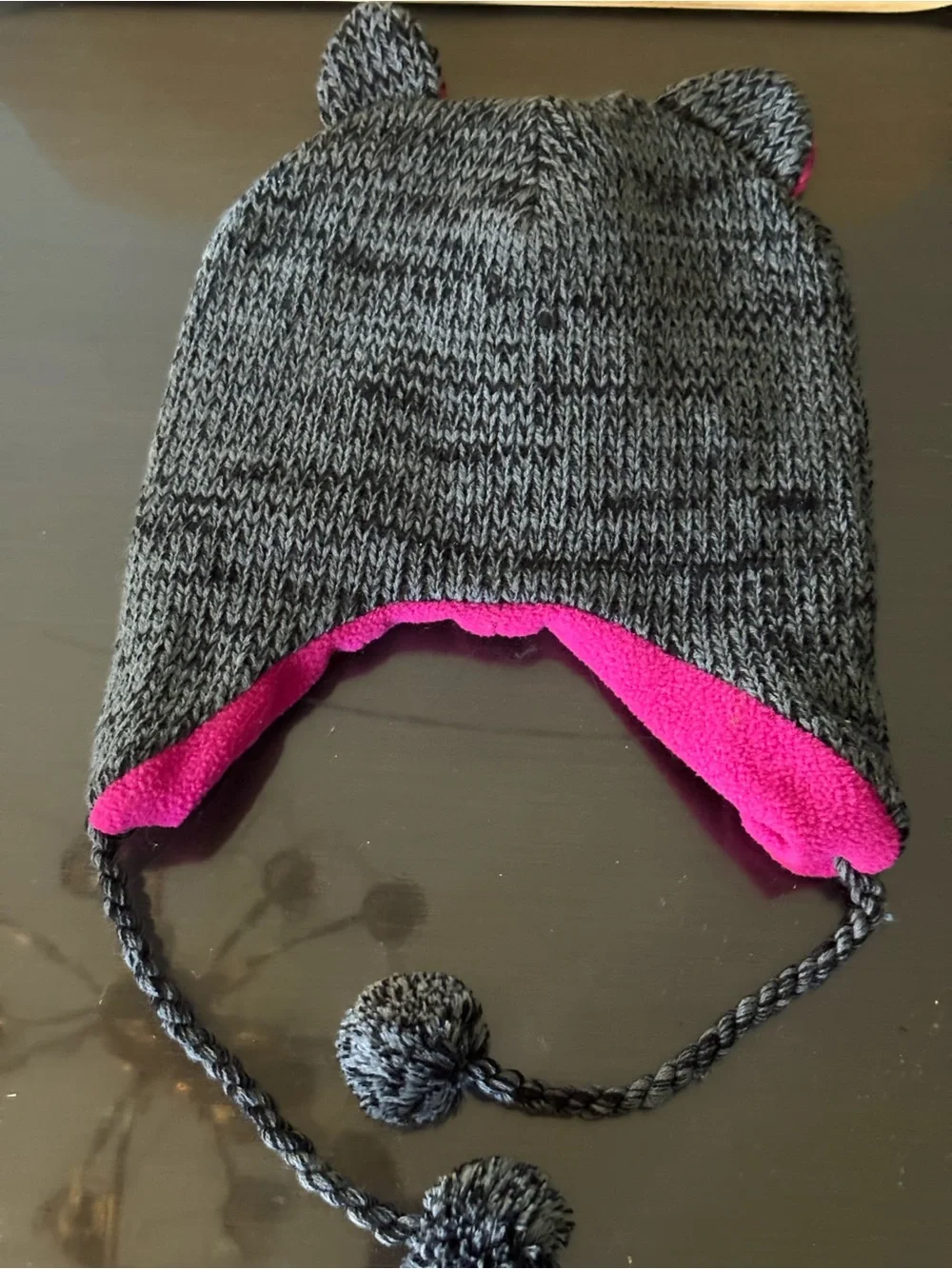 Arizona Jean Company Kids Gray Knit Cat Ear Hat with Pink Lining